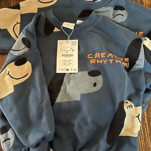 Zara Blue Dog Graphic Sweatshirt
